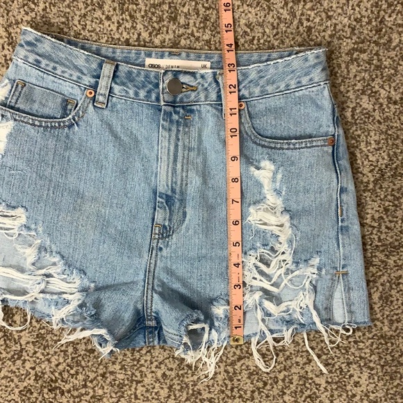 ASOS Side Split Distressed Denim Mom Jean Shorts - Picture 13 of 16